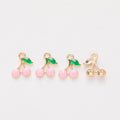 Enamel Cherry Metal Pendant Charms in 6 Distinct Finishes view 2