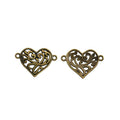 Filigree Double-Loop Heart Connector Metal Charm in 2 Finishes view 2