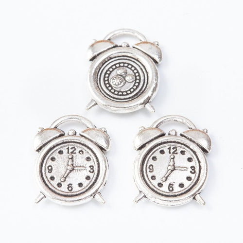 Front and reverse details of the alarm clock metal charm pendant