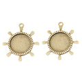 Ship Wheel Round Cabochon Settings in Antique Bronze, Antique Silver view 2