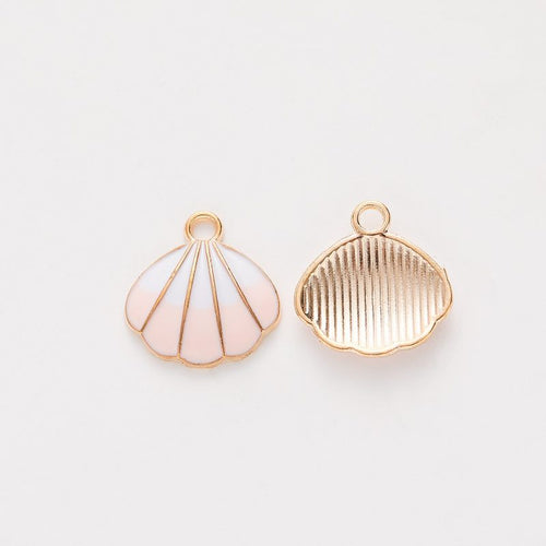 Enamel Scallop Shell Charm front and reverse details on a white background
