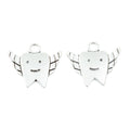 Winged Tooth Charm in Antique Silver Finish for Jewelry Making view 2