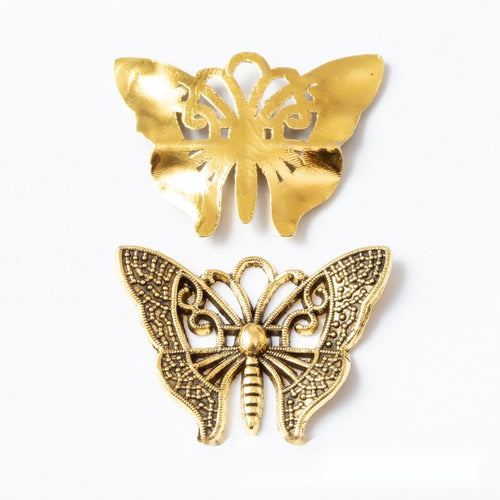 Filigree Butterfly Metal Charms close product view showing form and surface detail