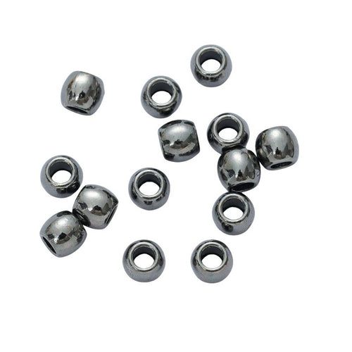 Smooth Round Small-Hole Metal Beads shown in a angled detail view on a plain background