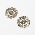 Round Filigree Flower Connector in 2 Metal Finishes for Jewelry Making view 2