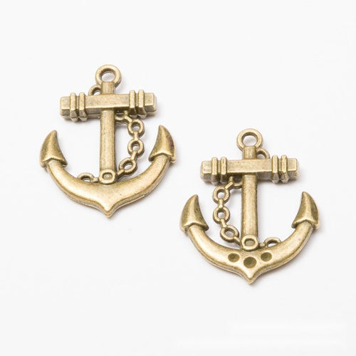 Antique Bronze, Antique Silver anchor charm shown in a detailed product view