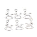 Rocking Horse Metal Charm in Textured Metal for Jewelry Making view 2
