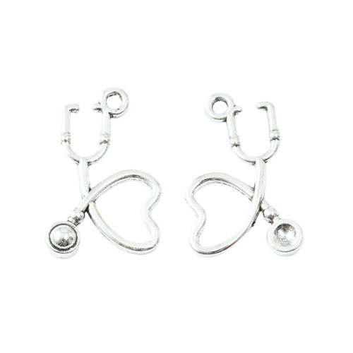 Stethoscope charm shown in front and reverse details