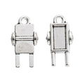 Antique Silver Robot Charm with Rectangular Body Detail view 2