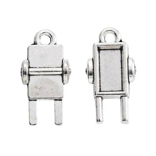 Alternate product view of robot charms on a white background