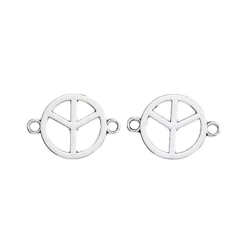 Alternate product view of two-loop peace sign connector charms on a white background