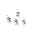 Three Flower Bouquet Metal Charms in Bronze and Silver Tones view 2