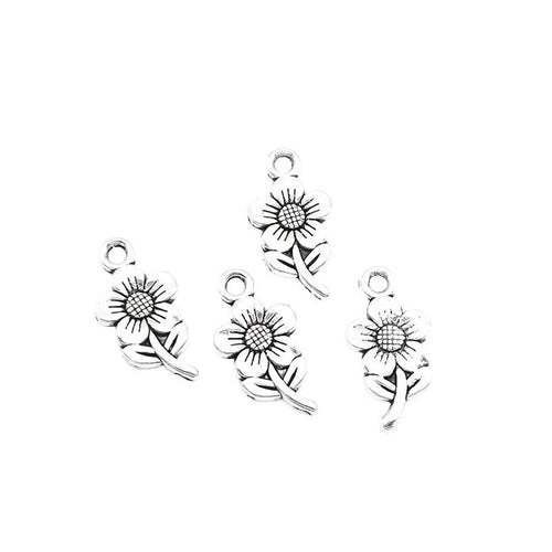 Metal three-flower bouquet charm, front detail shown in the product image