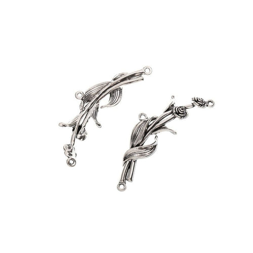 Metal curved flower branch connector, front detail shown in the product image