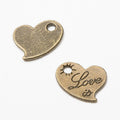 Engraved Love Heart Metal Charm in Two Antique Finishes view 2