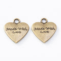 Made With Love Heart Charm Alloy Jewelry Making Component in 2 Finish Options view 2