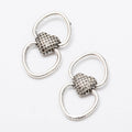 Vintage Style Metal Heart Center Double Ring Connector in 2 Metal Finishes view 2
