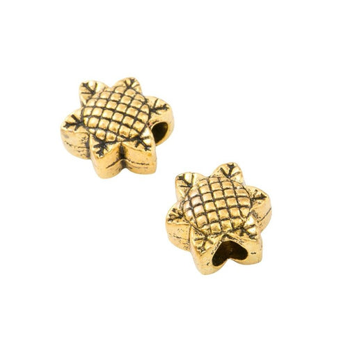 Antique Silver sunflower slider bead shown in product image 2
