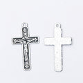 Antique Metal Crucifix Cross Charm Pendant With Textured Detail, 2 Finishes view 2