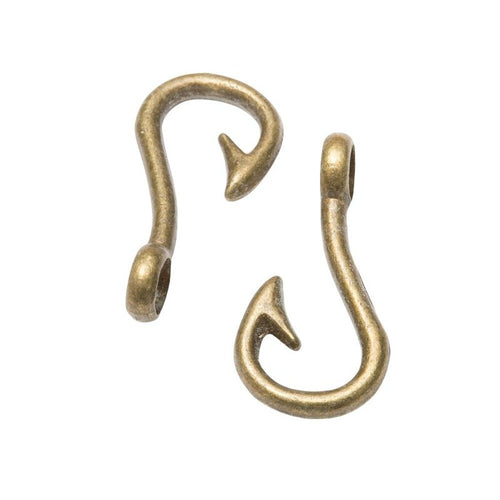 Close view of the a smooth curved fish-hook silhouette with a rounded shank and pointed inner barb