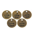 I Love You Round Metal Charm in 5 Finishes for Jewelry Making view 2