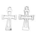 Open Outline Cross Metal Charm for Jewelry Making in Antique Silver view 2