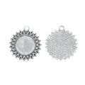 Sunflower Edge Round Cabochon Setting in Antique Silver Tone view 2