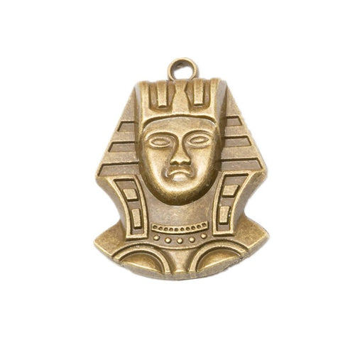 Egyptian Pharaoh Face metal design front and back view on a light background