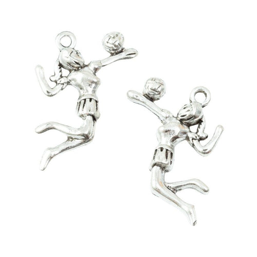 Grouped front and back views showing the details of volleyball player charms