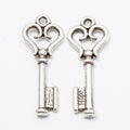 Heart Bow Key Charm Alloy Jewelry Making Component in 2 Finish Options view 2
