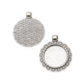 Round Beaded Edge Cabochon Pendant Setting in Antique Silver view 2