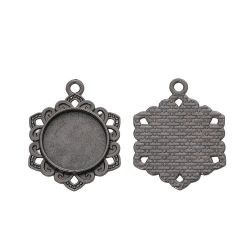 Metal hexagonal floral setting, front detail shown in the product image