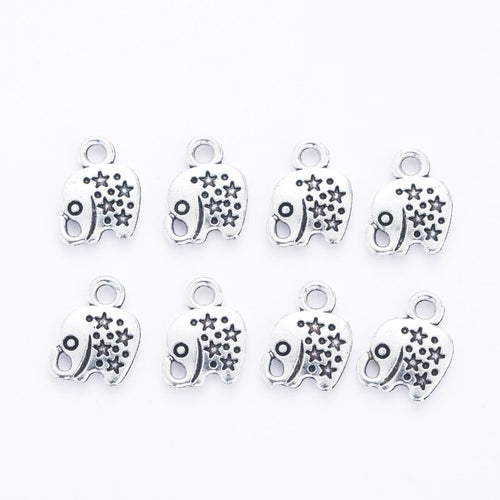 Patterned elephant charm showing its raised trunk and round top loop