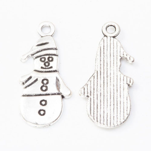 Snowman charm shown in front and reverse details