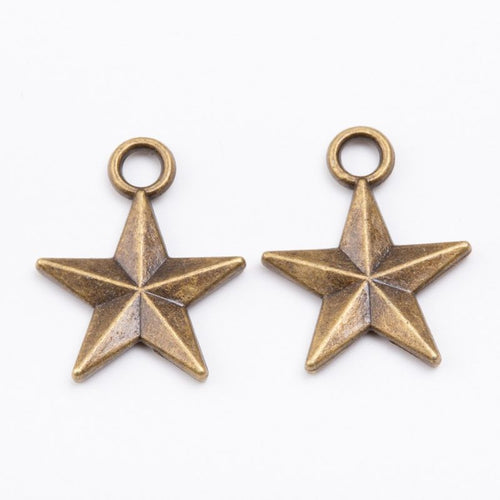 Close view of the front details on smooth five point star pendants