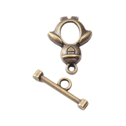 Snowman-shaped toggle rings paired with straight bars shown from the front on a white background.