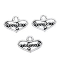 Freedom Heart Word Charms in Antique Silver for Jewelry Making view 2
