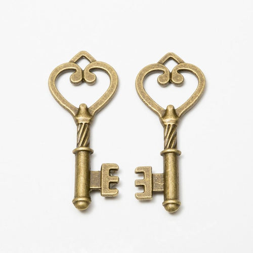 Close view of the heart bow skeleton key showing a heart-like bow and stepped key bit