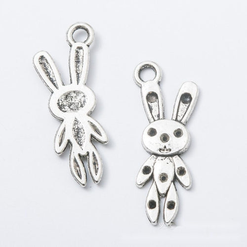 Front detail view of one pictured finish of long ear rabbit charms