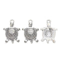 Turtle Charm with a patterned turtle shell with head in 2 Metal Finishes view 2