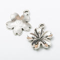 Five-Petal Blossom Charm In 2 Metal Finishes For Jewelry Making view 2
