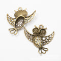 Flying Owl Charm in 2 Metal Finishes for Jewelry Making view 2