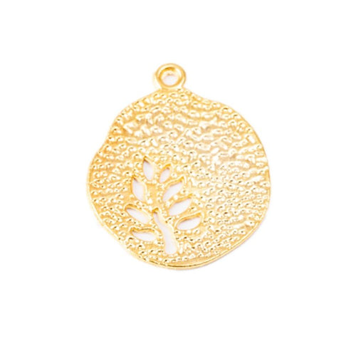 Detailed front and back view of 圆片镂空生命树 charm on a white background