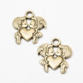Heart Couple Detailed Metal Charm in 2 Finishes for Crafting view 2