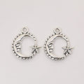 Open Crescent Moon and Star Metal Charms in Two Finishes view 2
