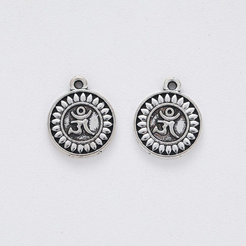 Round Yoga Pose Charm front and reverse details on a white background