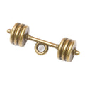 Miniature Dumbbell Charm In Antique Bronze and Antique Silver Metal Finish view 2
