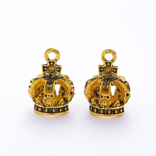 Three Dimensional Crown Charm shown from the front in contrasting finishes