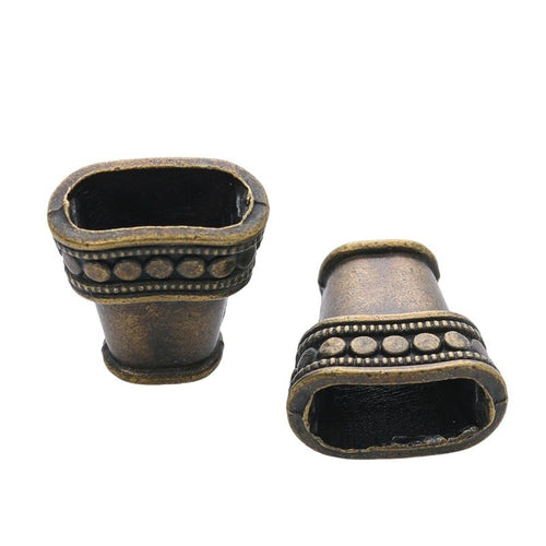 Angled detail views of decorative bead caps