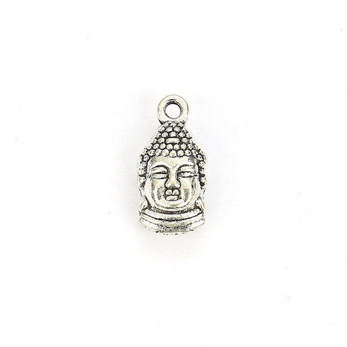 Front and reverse views of the small buddha head charm